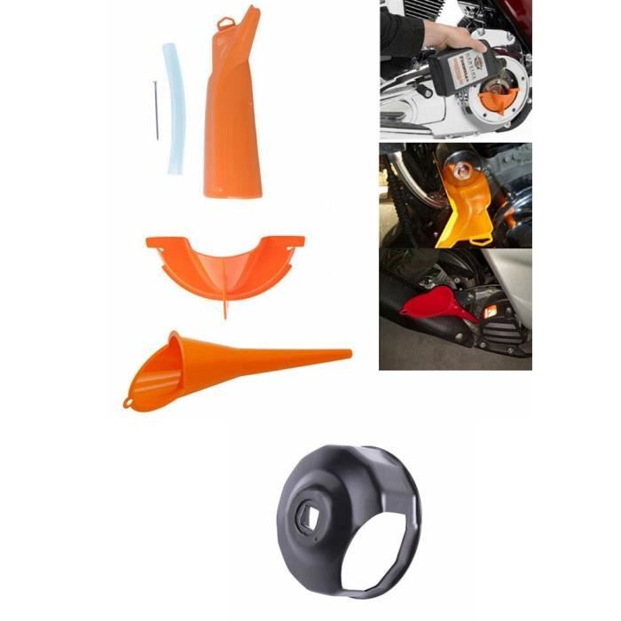 Kit Entonnoirs Remplissage Huile Harley – Anti-Goutte + Clé Filtre Primaire & Carter