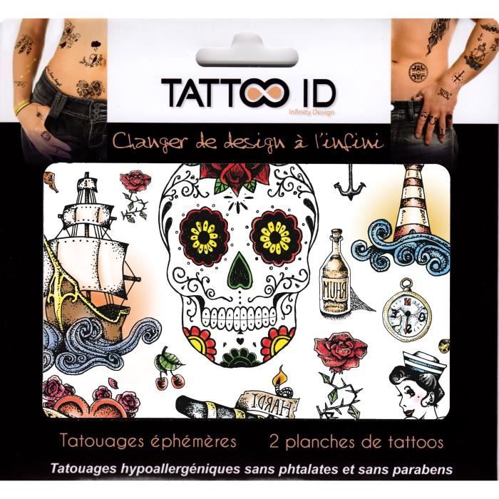 Tattoo Id Old School Vintage Tatouage Ephemere Temporaire Hypoallergenique Fabrique En France 2 Planches Identiques Homme Femme Achat Vente Tatoo Bijou De Corps Tattoo Id Old School Vintag Cdiscount