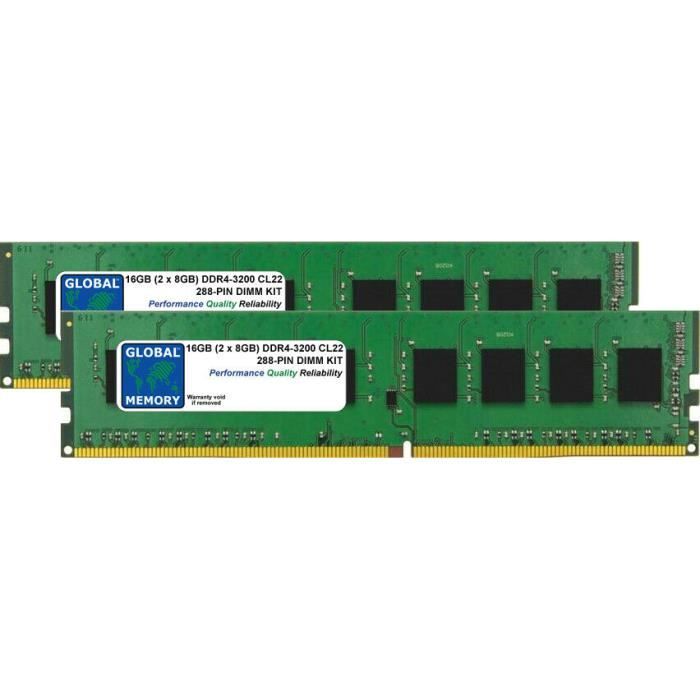 16Go (2 x 8Go) DDR4 3200MHz PC4-25600 288-PIN DIMM MÉMOIRE RAM KIT