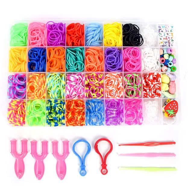 Kit Bracelets Élastiques 18000+ Pièces 20 Couleurs - Création Bijoux Enfants