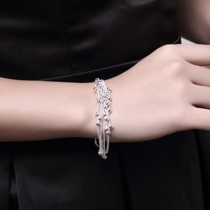 Bracelet - Top Qualité - Femmes - 20cm - Plaqué argent - Argenté