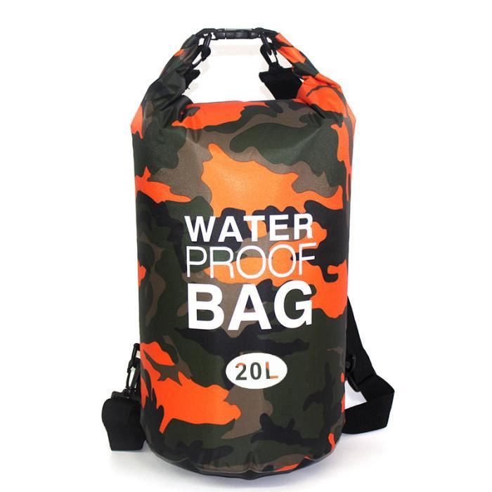 sac etanche pour la natation 20l, sac etanche bateau, sac de plage flottant pour sac à dos, sac etanche poche sec - orange