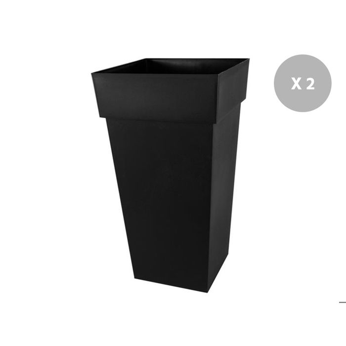 lot de 2 pots de fleur carre toscane 43 x h 80 cm anthracite cdiscount jardin