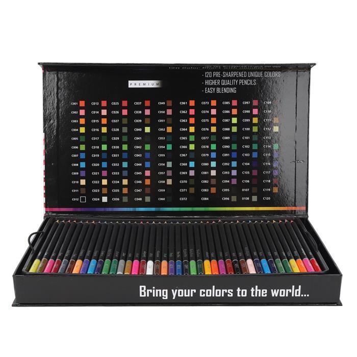 Tbest Crayon à peinture 120 Couleurs Kit de Crayons Colorés Outil de  Peinture Dessin Adulte Papeterie Fournitures d'Art(Crayon de