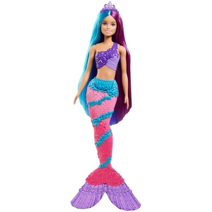 Barbie Dreamtopia Poupee Sirene Cheveux Longs Fantastiques Bicolores Avec Brosse Diademes Et Accessoires Jouet Pour Enfant Gtf39 Cdiscount Jeux Jouets