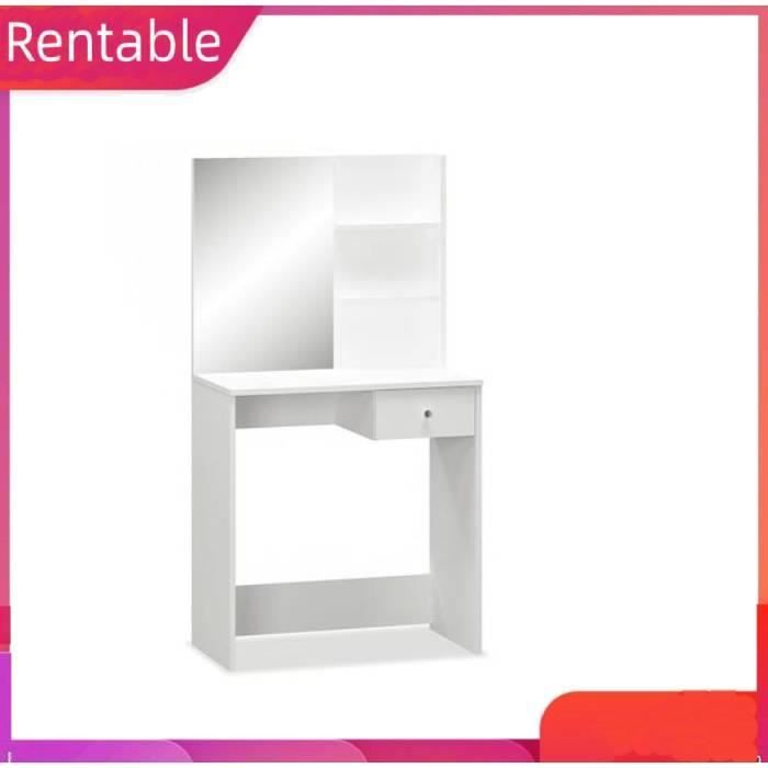 Coiffeuse - VOGUE - Vogue LEC - Blanc - 75 x 40 x 141 cm - Miroir et Tiroir spacieux Coiffeuse - VOGUE - Vogue LEC - Blanc - 75 x 40 x 141 cm - Miroir et Tiroir spacieux