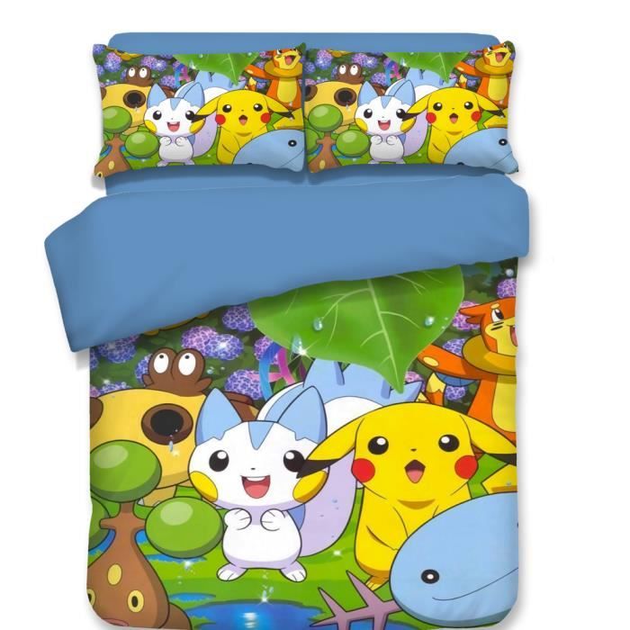 Pokemon Housse De Couette Fibre De Polyester Modele 14 1 Parure De Couette 140x210 Cm 2 Taies D Oreiller 48x74 Cm Cdiscount Maison