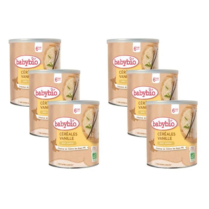 Babybio 3 Céréales Vanille avec Quinoa - BIO - 220g - Lot de 6