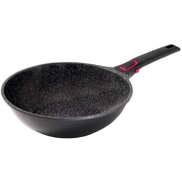 wok + manche granit pro - d: 28 cm - noir