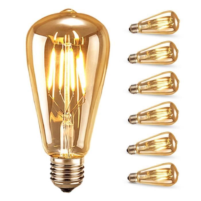 Ampoule LED Edison Lampe Décorative Ampoules à incandescence Rétro Edison Ampoule Antique Lampe 6 Pack