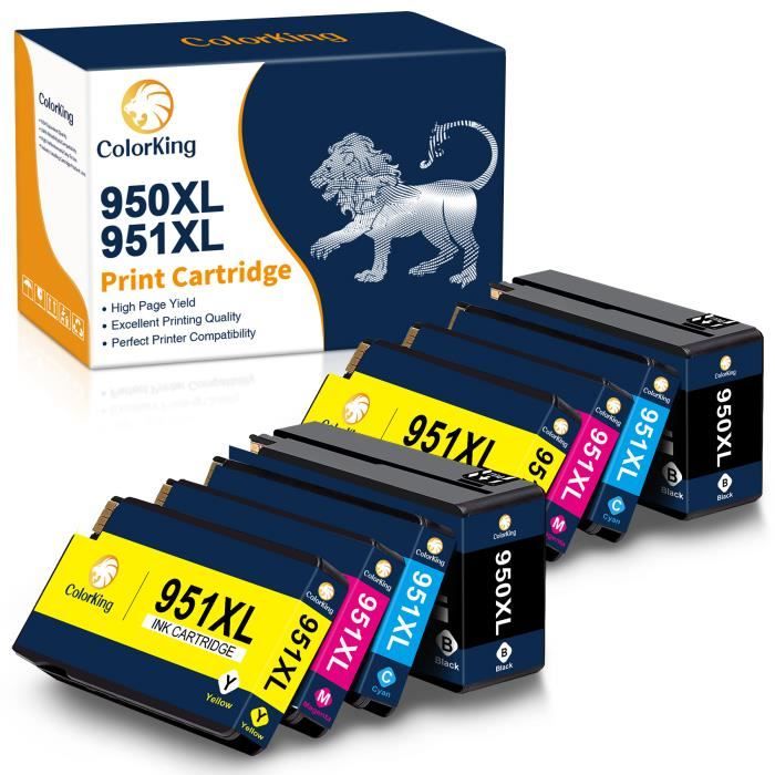 Lot De 8 Cartouches D'encre Compatibles HP 950 & 951 (950XL & 951XL) - Marque Go Inks