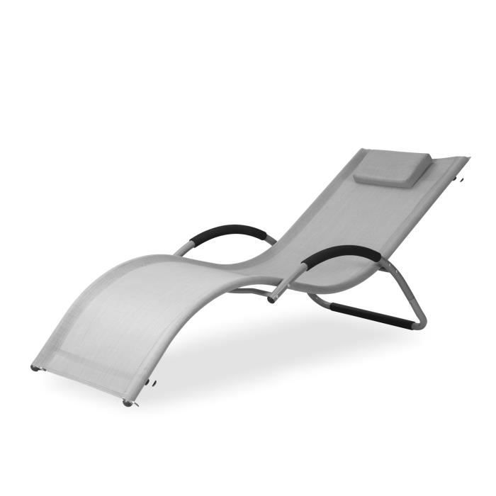 Canarie Transat Gris En Aluminium Et Textilene Achat Vente Chaise Longue Canarie Transat Gris En Cdiscount