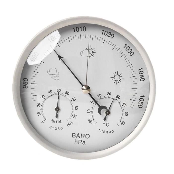 Hygromètre de thermomètre extérieur Baromètre de suspension murale 3 en 1  sans batterie requise Silver