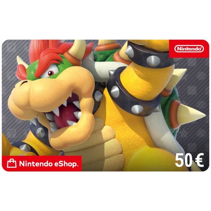 Carte cadeau numérique de 50€ à utiliser sur le Nintendo eShop