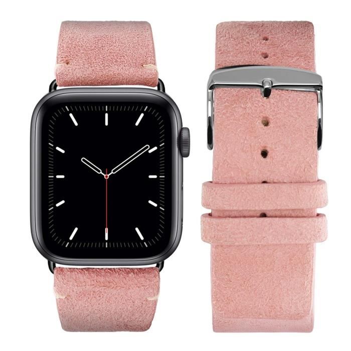 Bracelet compatible Apple Watch Maverick ETERNEL Cuir rose
