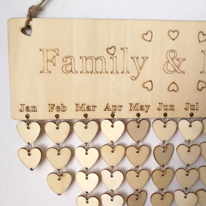 Panneau De Rappel D Anniversaire En Bois Plaque De Pli De Bouleau Signe Famille Et Amis Calendrier De Bricolage B Cdiscount
