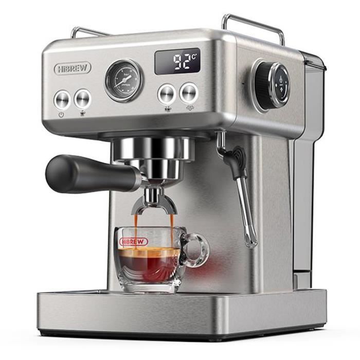 Machine à Café Expresso Semi Automatique HiBREW H10A Pression 19 Bars Mousseur à Lait Température Réglable Pichet 350 ml