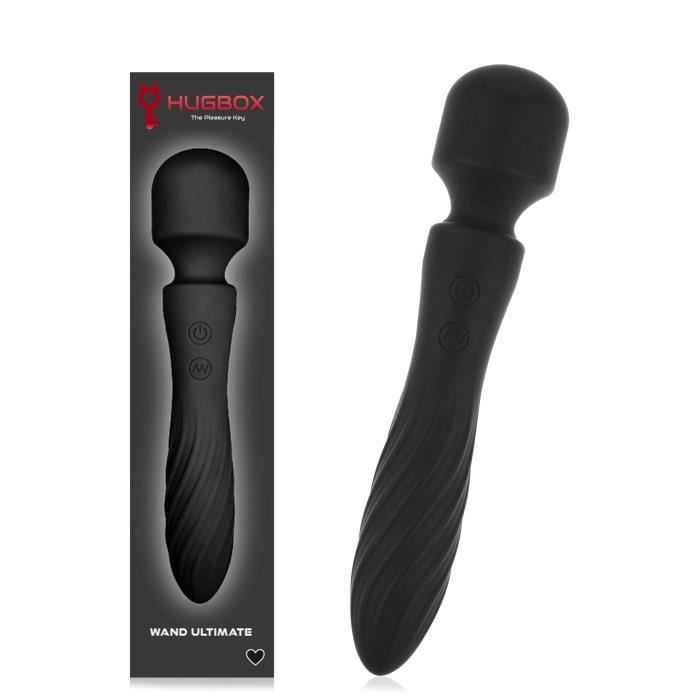 Vibromasseur Wand, Stimulateur de Clitoris, Clitoridien, HUGBOX Play Noir,  Sextoy, Orgasmes Intenses, Multiples et Discrets
