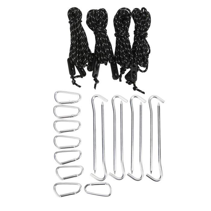 Kit De 10 Piquets De Tente En Alu Avec Cordes Et Housse De Rangement – Camping Résistant