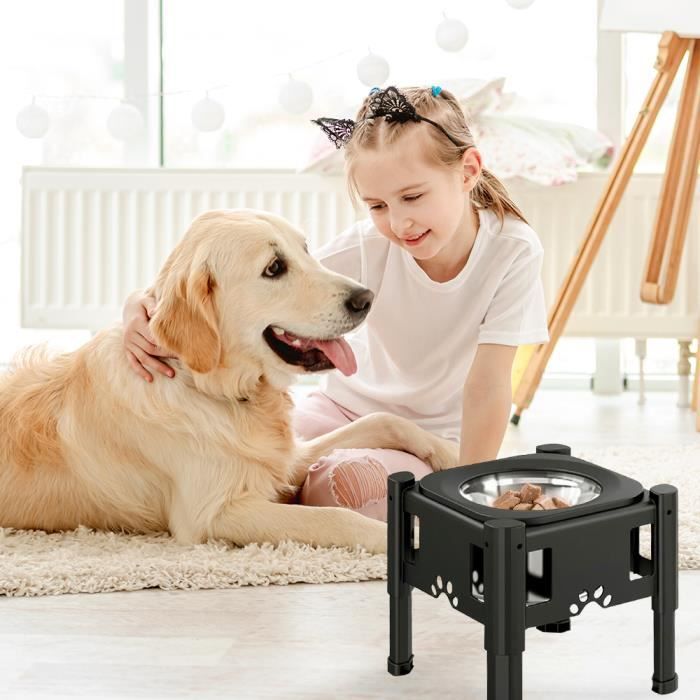 Comparer les prix de Gamelle Eau Chien Anti Eclaboussure - KEDIA - Surelevee - 24*24*15cm - Noir