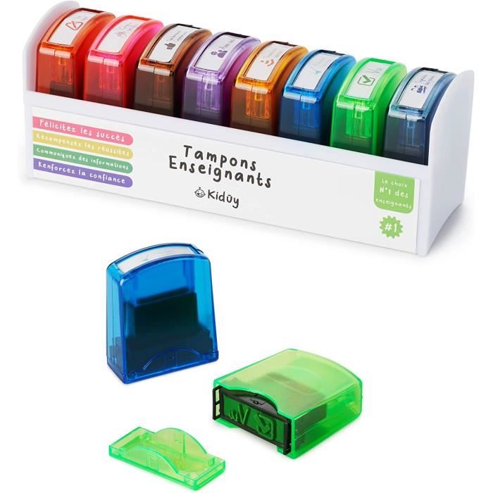 Tampons Enseignants en Français, Boîte Complète de 8 Tampons Encreurs