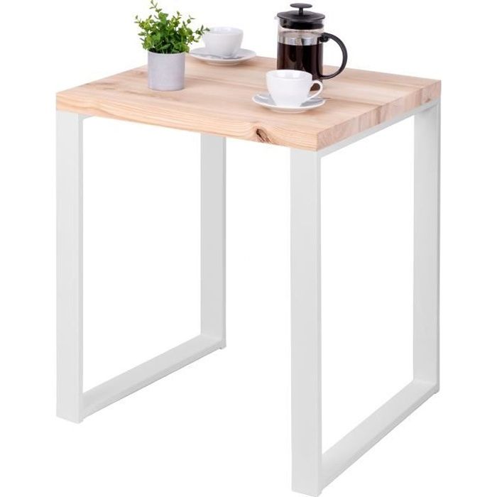 lamo manufaktur table haute de cuisine - mange debout - table de bar - 60x60x76 cm - blanc - modèle modern - frêne sévère