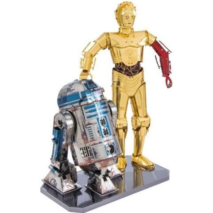 Set Boîte Cadeau - METAL EARTH - Star Wars R2D2 & C-3PO - Jeu de Construction en métal - Gris - Orange