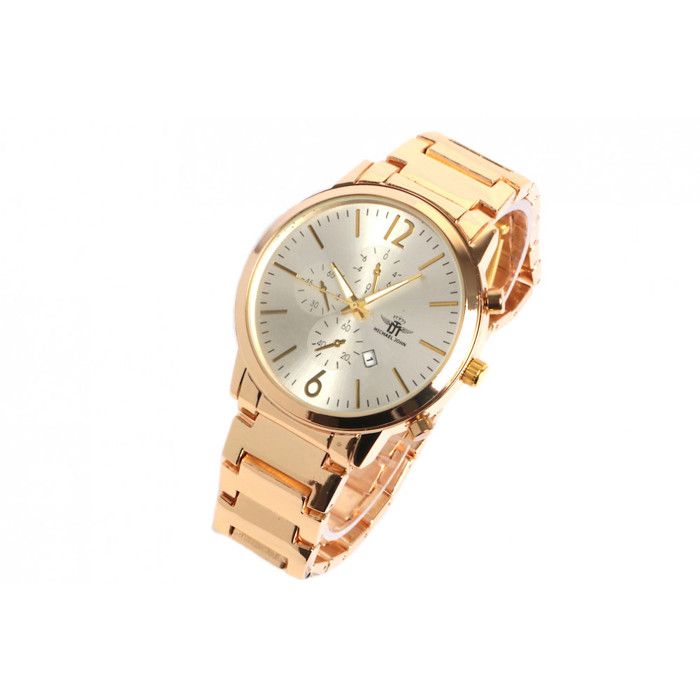 Montre-Michael John-Montre Homme Bracelet Doree Chronographe Metal avec Dateur Anel - Jaune