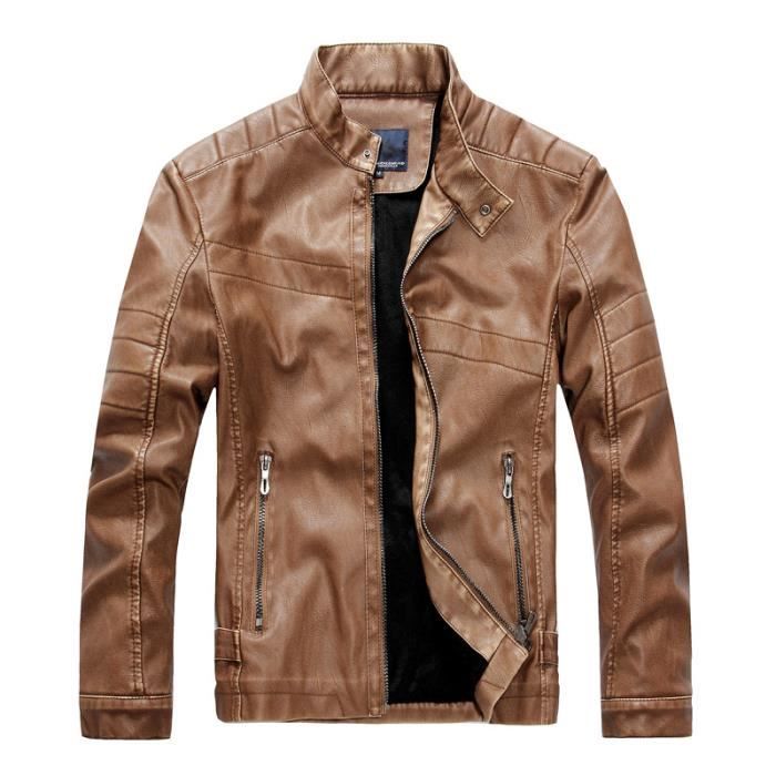 Veste Motard En Cuir Vince Marron - Taille M - Occasion (très Léger Port, Très Bon état)