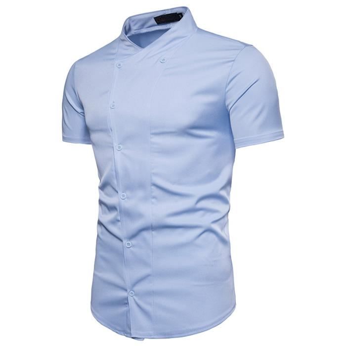 Chemise homme pas cher Double boutonnage Patte de boutonnage chemise hommes à manches courtes