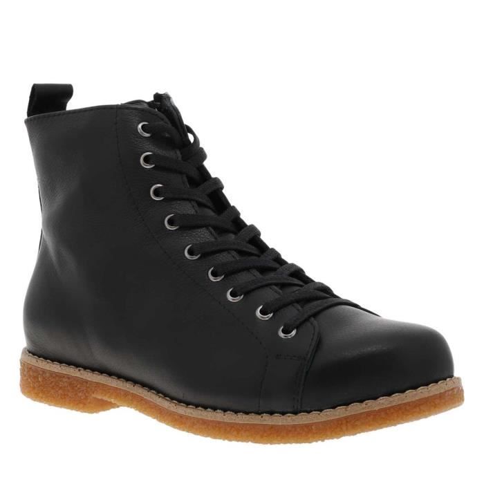 Bottines femme cuir 2025 noir talon plat