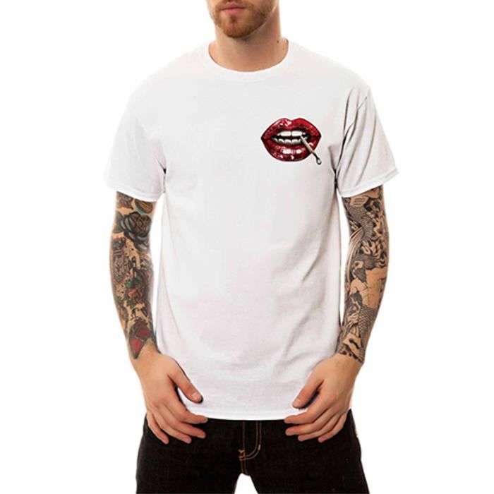 T shirt homme en coton de Marque Tee shirt Col rond manches
