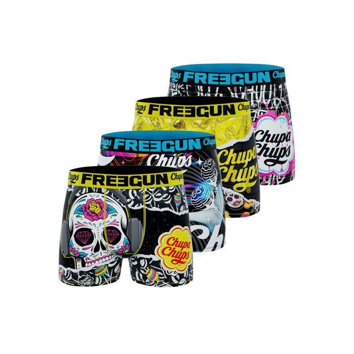 FREEGUN XL Boxer Chupa Chups-Graffiti pour Homme en Microfibre Boxeur ajusté, Multicolore