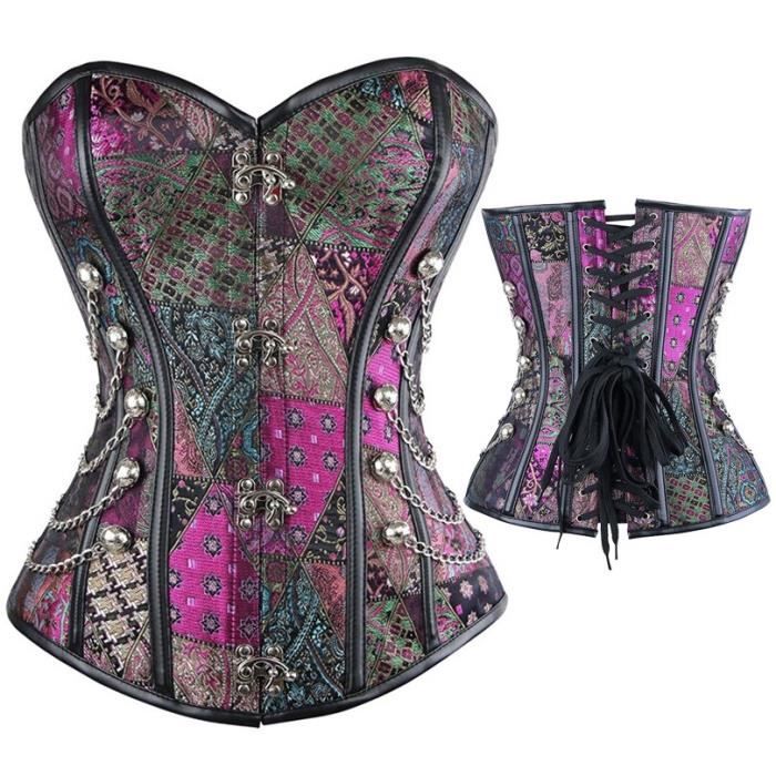 Corset Dentelle Femme Flintronic - Bustier Gothique - Ventre Plat - Taille M