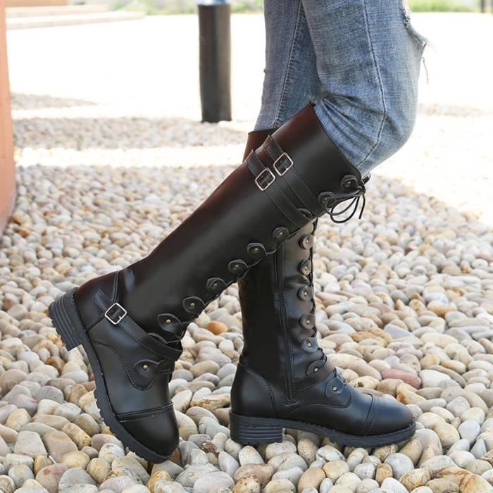 Bottes Médiévales Viking Gothiques En Cuir PU – Chaussures Renaissance Pirate Pour Cosplay Homme, Hautes à Fermeture Éclair