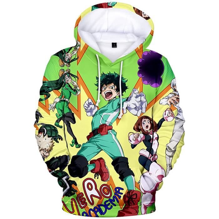 Sweat à Capuche My Hero Academia - Impression 3D, Unisexe, Nombreuses Tailles (XXS à 4XL) - Idéal Cosplay, Sport Ou Déguisement