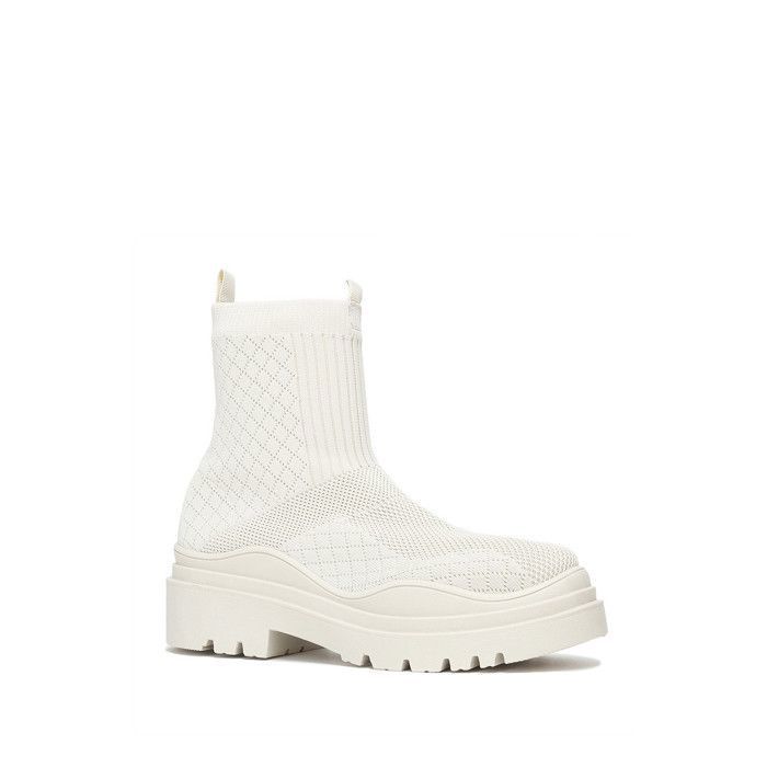 La Modeuse-Bottines-Bottines effet chaussettes en tissu avec motifs en  à bout rond et semelle plateforme