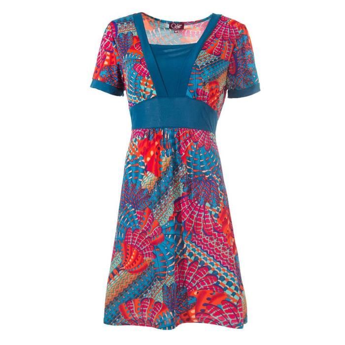 Robe Imprimée Florale Bleu Marine Coline - Taille XL Avec Poches - Manches Longues Et Col En V - Neuve Avec étiquettes