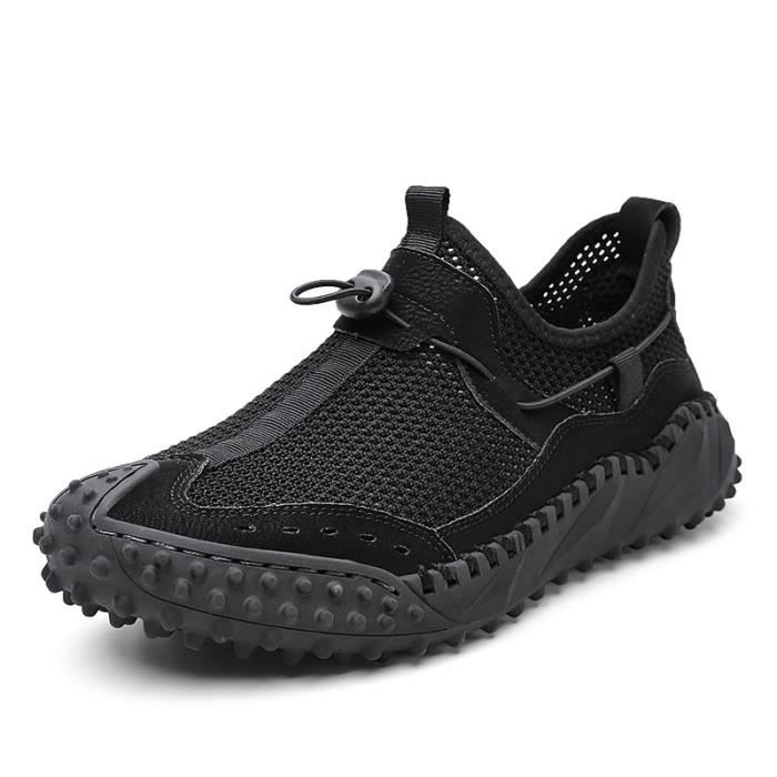 INSFITY Baskets Homme en Maille Eté Enfiler Extérieur Aéré Casual Sport - Noir - INSFITY - Plat