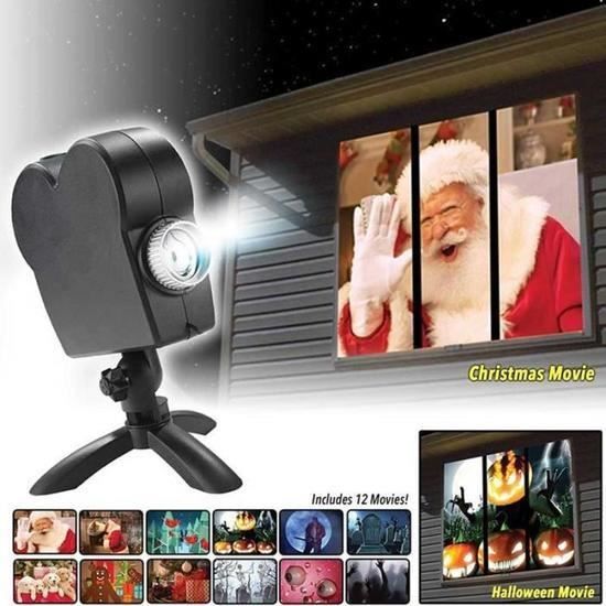 Lampe De Projecteur Rotatif Led Comprend 12 Films Pour Noel Et