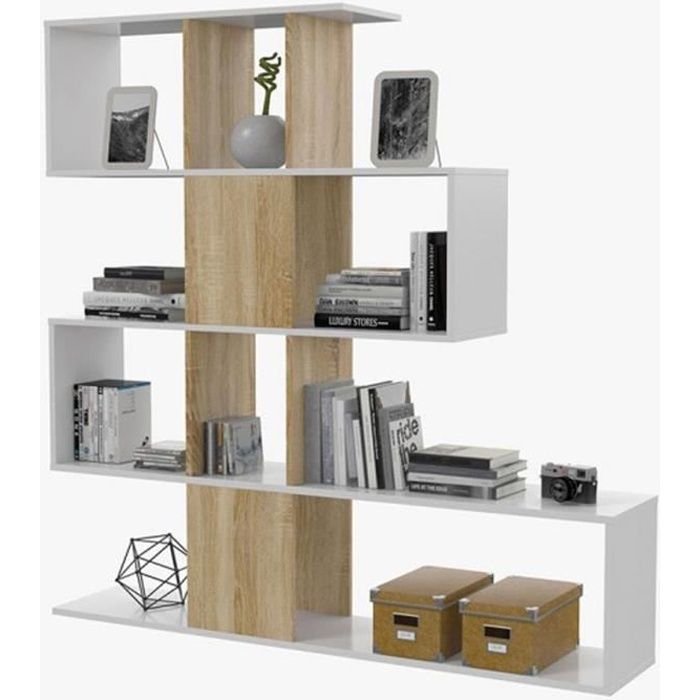 Dmora Kafka H03 Libreria, Grigio/Bianco, 145 x 29 x 145