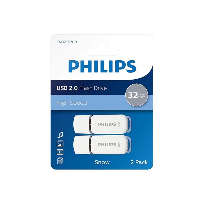 Clé USB - Philips - Snow Edition - 32 Go - USB 2.0 - 2-Pack - Gris