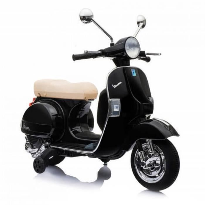 Farano Store Moto Electrique Pour Enfants Vespa Px 150 Piaggio Noire 12v Entree Mp3 Et Led Siege En Cuir Lt7 Cdiscount Jeux Jouets