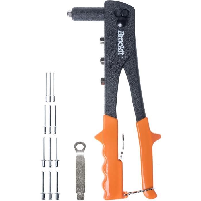 KATSU Riveteuse à Main Robuste 8'' Avec 4 Buses - Outil Rivetage Tôle Aluminium Acier