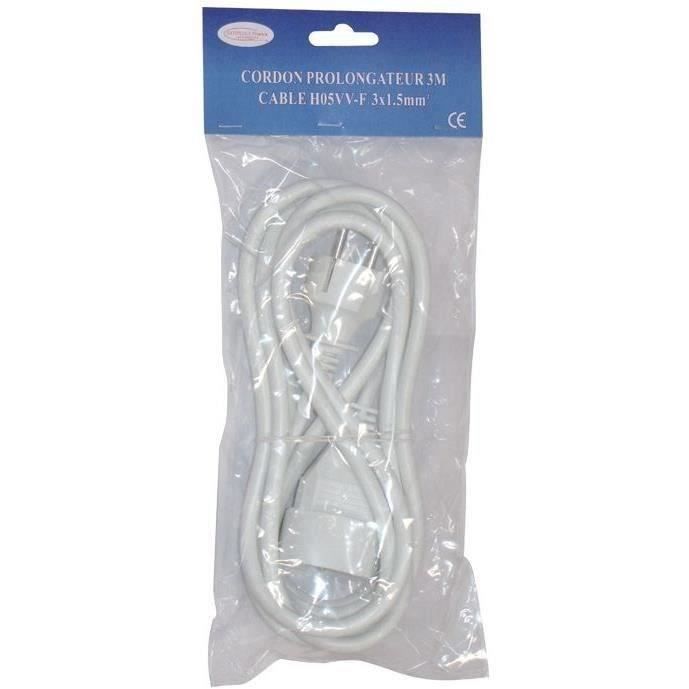 Prolongateur - 3x1.5 mm² - 3 m - blanc