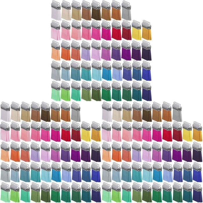 QUARKZMAN 30Pcs 2.2 Pouce Charme Porte-Clés à Pompons en Cuir avec