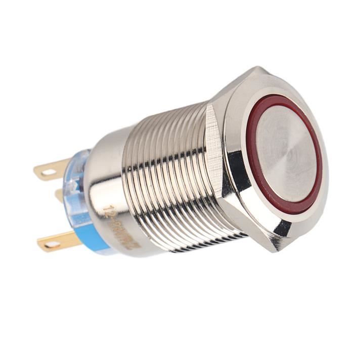 Bouton Poussoir Verrouillage 22mm LED - Interrupteur Marche/Arrêt 12V 10A IP65 Rouge