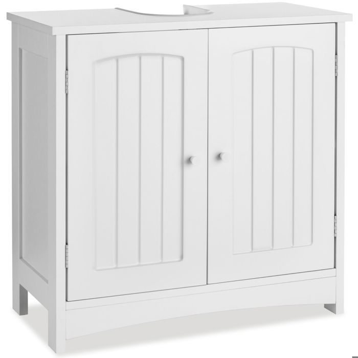 Meuble de salle de bain - TECTAKE - Meuble de lavabo JASPER avec 2 compartiments et 35 kg de capacité 62 x 30 x 60 cm - Blanc