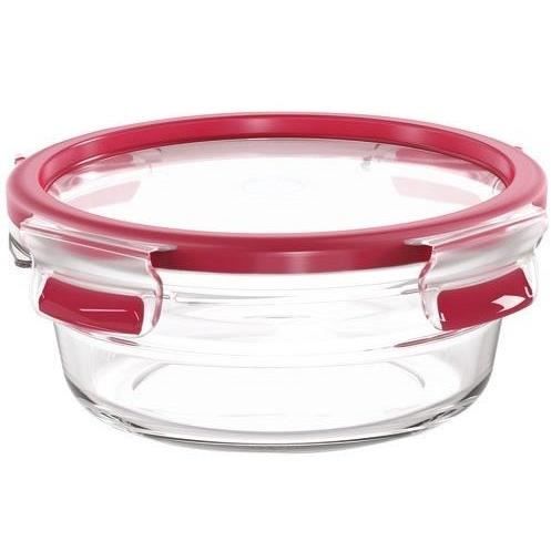Tefal Boite de conservation ronde - Verre - Masterseal fresh - 0.6 L - Couvercle en plastique et joint silicone Rouge - vue 1
