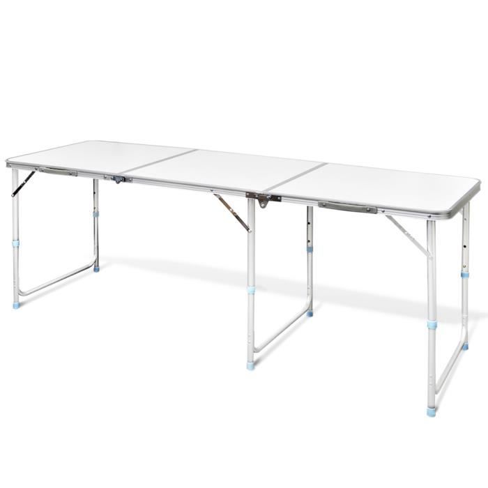 Table Pliante De Camping En Aluminium 180 X 60 Cm Avec Hauteur